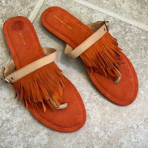 Tommy Hilfiger Moccasin Suede Thong Sandals Sz 8